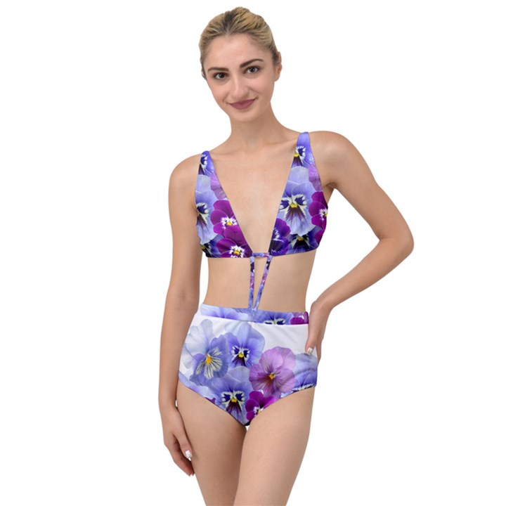 Pansy Isolated Violet Nature Tied Up Two Piece Swimsuit