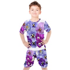 Pansy Isolated Violet Nature Kids  Tee And Shorts Set