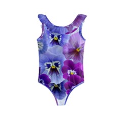 Pansy Isolated Violet Nature Kids  Frill Swimsuit by Pakrebo