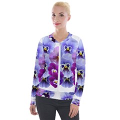 Pansy Isolated Violet Nature Velour Zip Up Jacket by Pakrebo