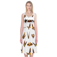 Butterfly Butterflies Insect Swarm Midi Sleeveless Dress by Pakrebo