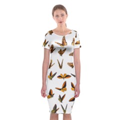 Butterfly Butterflies Insect Swarm Classic Short Sleeve Midi Dress by Pakrebo