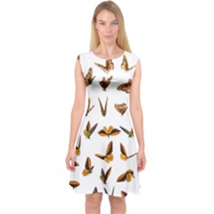 Butterfly Butterflies Insect Swarm Capsleeve Midi Dress by Pakrebo