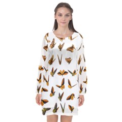 Butterfly Butterflies Insect Swarm Long Sleeve Chiffon Shift Dress  by Pakrebo