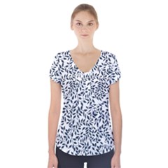 Leaves Short Sleeve Front Detail Top by alllovelyideas