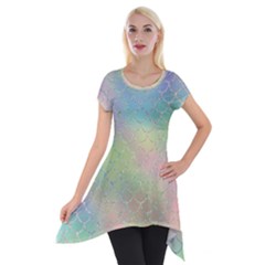 Pastel Mermaid Sparkles Short Sleeve Side Drop Tunic