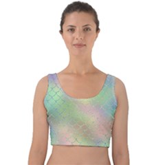 Pastel Mermaid Sparkles Velvet Crop Top