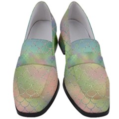 Pastel Mermaid Sparkles Women s Chunky Heel Loafers