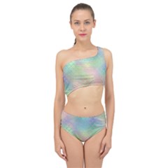 Pastel Mermaid Sparkles Spliced Up Two Piece Swimsuit