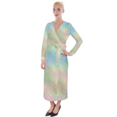 Pastel Mermaid Sparkles Velvet Maxi Wrap Dress