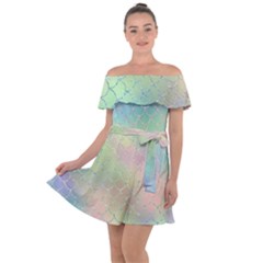 Pastel Mermaid Sparkles Off Shoulder Velour Dress