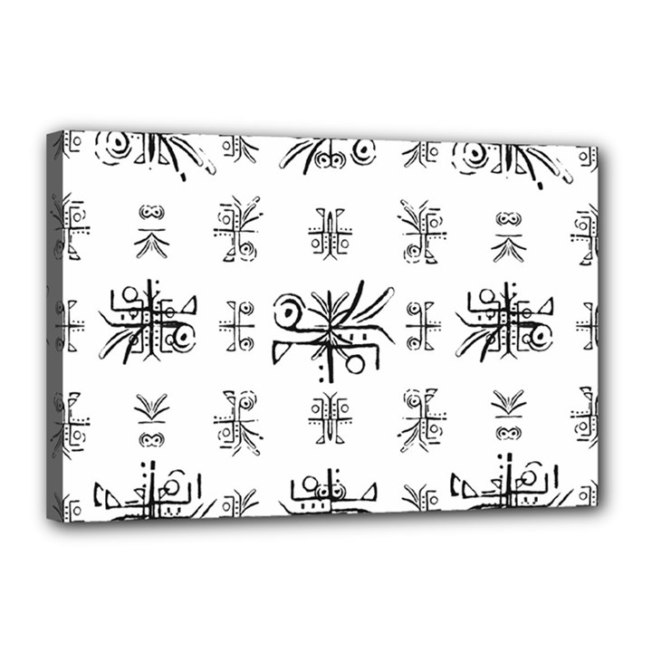 Black And White Ethnic Design Print Canvas 18  x 12  (Stretched)