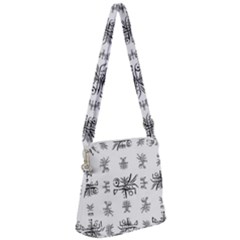 Black And White Ethnic Design Print Zipper Messenger Bag by dflcprintsclothing