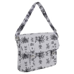 Black And White Ethnic Design Print Buckle Messenger Bag by dflcprintsclothing