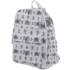 Black And White Ethnic Design Print Top Flap Backpack