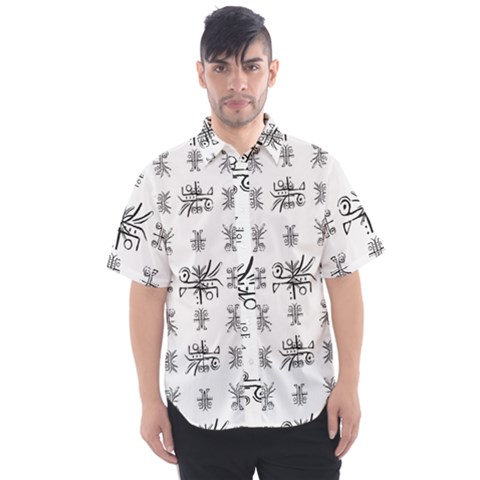 Black And White Ethnic Design Print Men s Short Sleeve Shirt by dflcprintsclothing