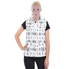 Black And White Ethnic Design Print Women s Button Up Vest