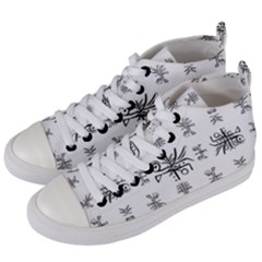 Black And White Ethnic Design Print Women s Mid-top Canvas Sneakers by dflcprintsclothing