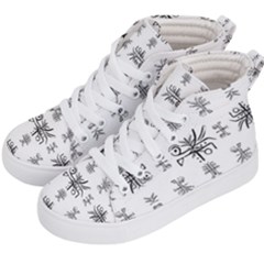 Black And White Ethnic Design Print Kids  Hi-top Skate Sneakers