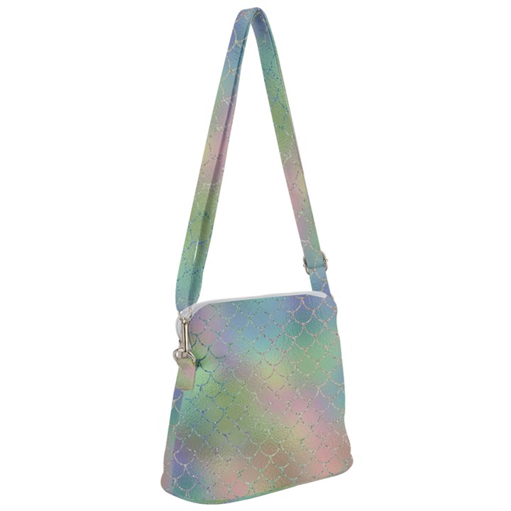 Pastel Mermaid Sparkles Zipper Messenger Bag