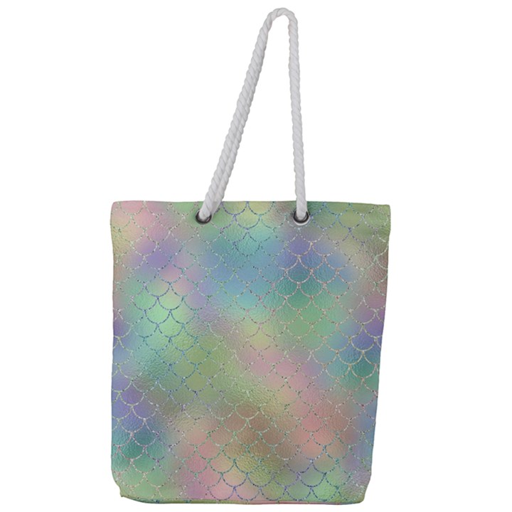 Pastel Mermaid Sparkles Full Print Rope Handle Tote (Large)