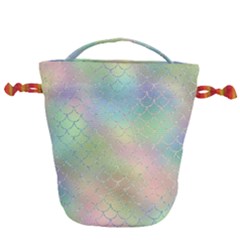 Pastel Mermaid Sparkles Drawstring Bucket Bag by retrotoomoderndesigns