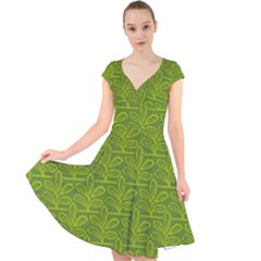 Oak Tree Nature Ongoing Pattern Cap Sleeve Front Wrap Midi Dress by Mariart