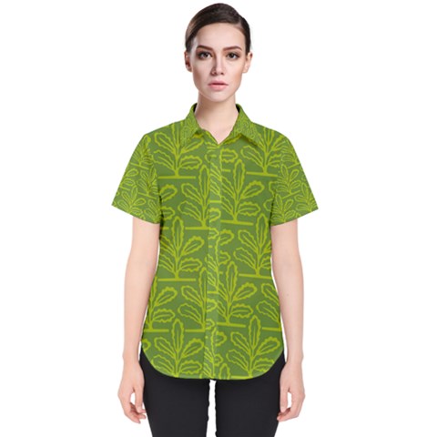 Oak Tree Nature Ongoing Pattern Women s Short Sleeve Shirt by Mariart