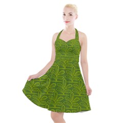 Oak Tree Nature Ongoing Pattern Halter Party Swing Dress 