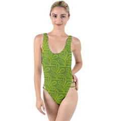 Oak Tree Nature Ongoing Pattern High Leg Strappy Swimsuit by Mariart