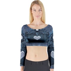 Elegant Heart With Steampunk Elements Long Sleeve Crop Top by FantasyWorld7