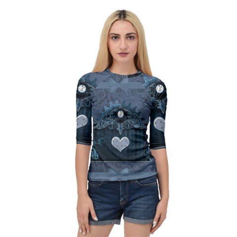 Elegant Heart With Steampunk Elements Quarter Sleeve Raglan Tee by FantasyWorld7