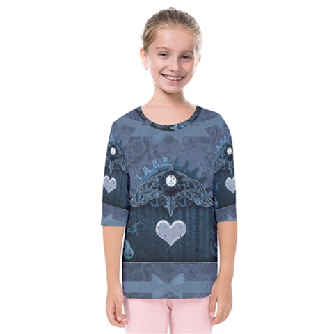 Elegant Heart With Steampunk Elements Kids  Quarter Sleeve Raglan Tee by FantasyWorld7