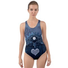 Elegant Heart With Steampunk Elements Cut-out Back One Piece Swimsuit by FantasyWorld7