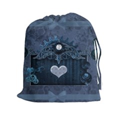 Elegant Heart With Steampunk Elements Drawstring Pouch (xxl) by FantasyWorld7