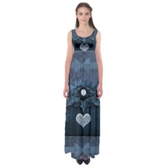 Elegant Heart With Steampunk Elements Empire Waist Maxi Dress by FantasyWorld7