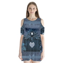 Elegant Heart With Steampunk Elements Shoulder Cutout Velvet One Piece by FantasyWorld7