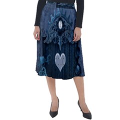 Elegant Heart With Steampunk Elements Classic Velour Midi Skirt  by FantasyWorld7