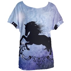 Wonderful Black Horse Silhouette On Vintage Background Women s Oversized Tee by FantasyWorld7