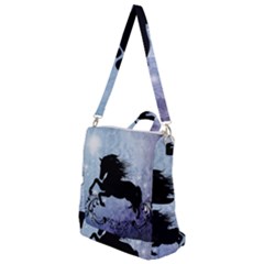 Wonderful Black Horse Silhouette On Vintage Background Crossbody Backpack by FantasyWorld7