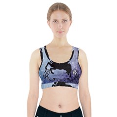 Wonderful Black Horse Silhouette On Vintage Background Sports Bra With Pocket by FantasyWorld7