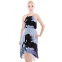 Wonderful Black Horse Silhouette On Vintage Background High-Low Halter Chiffon Dress  View1