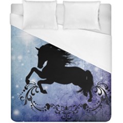 Wonderful Black Horse Silhouette On Vintage Background Duvet Cover (california King Size) by FantasyWorld7