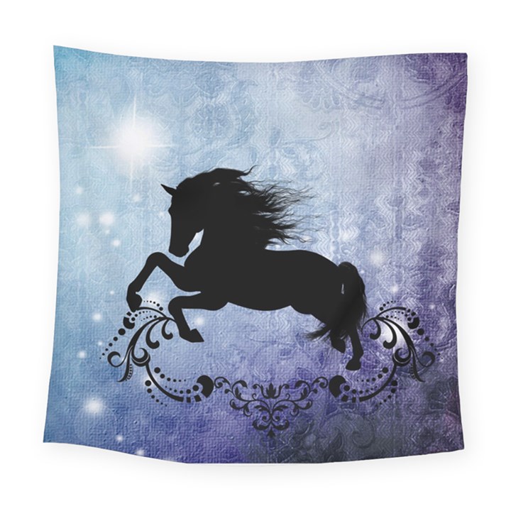 Wonderful Black Horse Silhouette On Vintage Background Square Tapestry (Large)