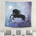 Wonderful Black Horse Silhouette On Vintage Background Square Tapestry (Large) View2