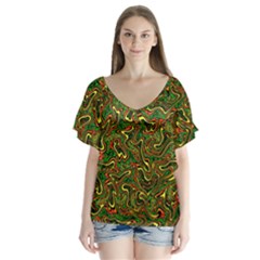 Ml 153 V-neck Flutter Sleeve Top by ArtworkByPatrick