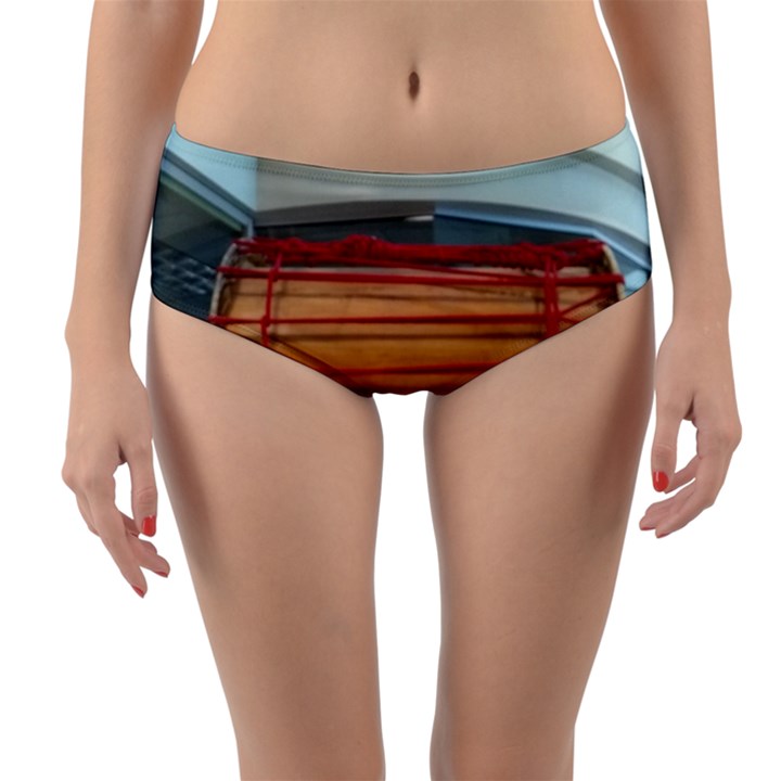 Taiko drum Reversible Mid-Waist Bikini Bottoms