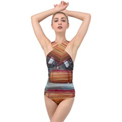 Taiko Drum Cross Front Low Back Swimsuit by Riverwoman