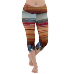 Taiko Drum Lightweight Velour Capri Yoga Leggings by Riverwoman