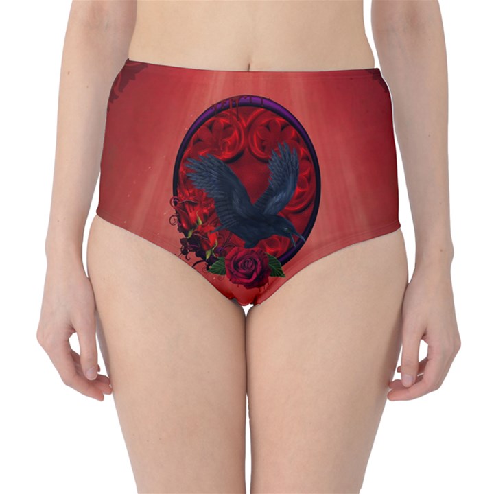 The Crow With Roses Classic High-Waist Bikini Bottoms